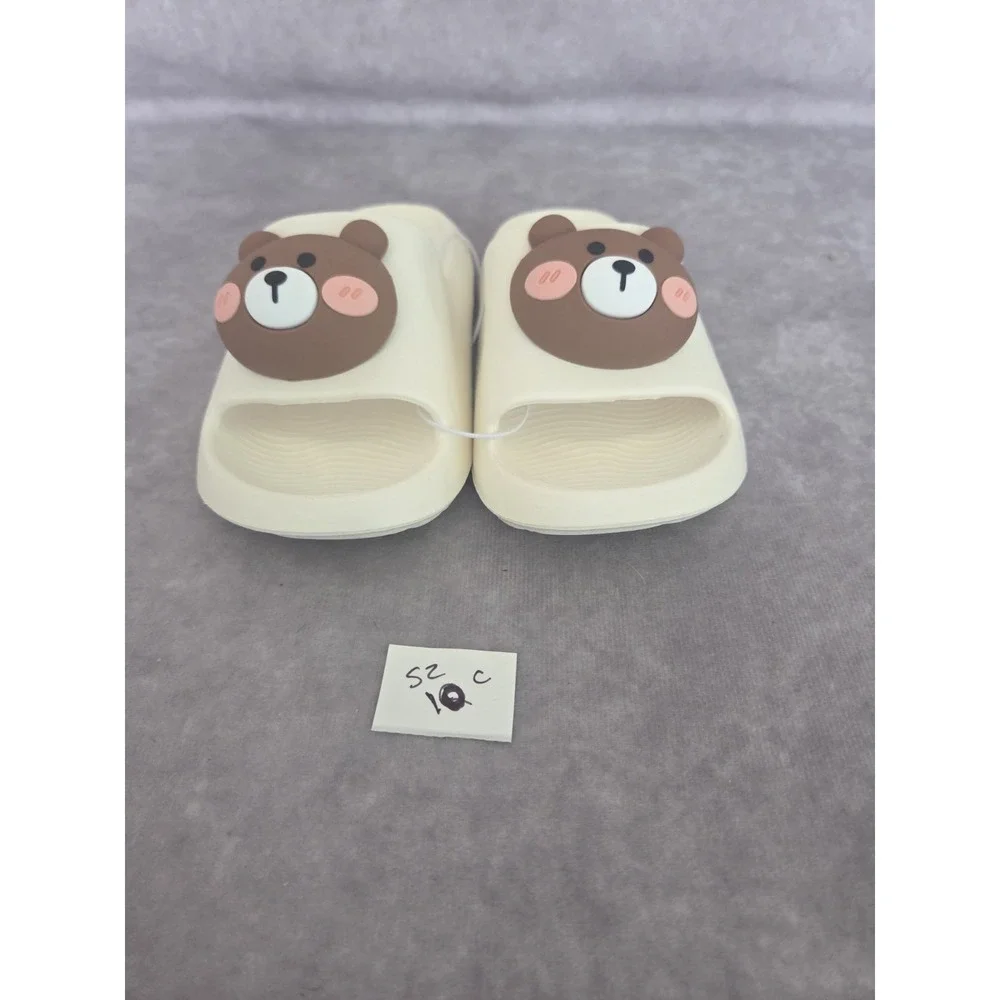 Unisex Toddler Slides Size 10 Off White Teddy Bear